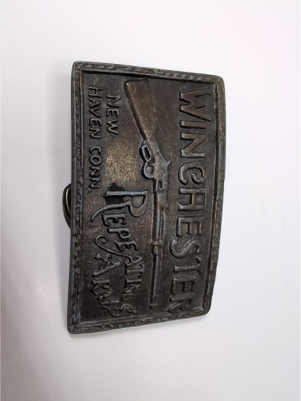 Vintage Winchester Repeating Arms Belt Buckle New Haven Connecticut Brass A164